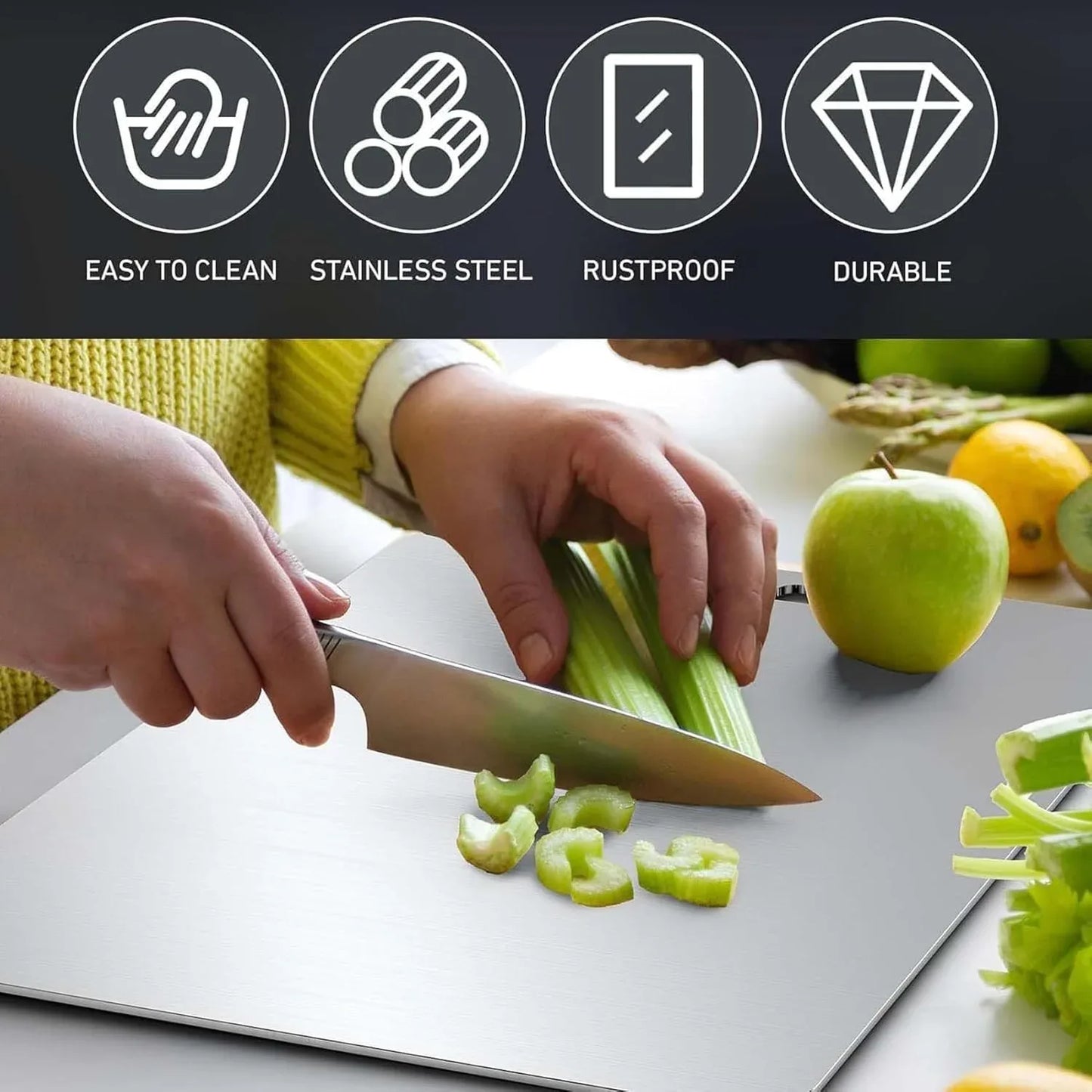 Supermom Medium Stello Stainless Steel Chopping Board - Zidbik