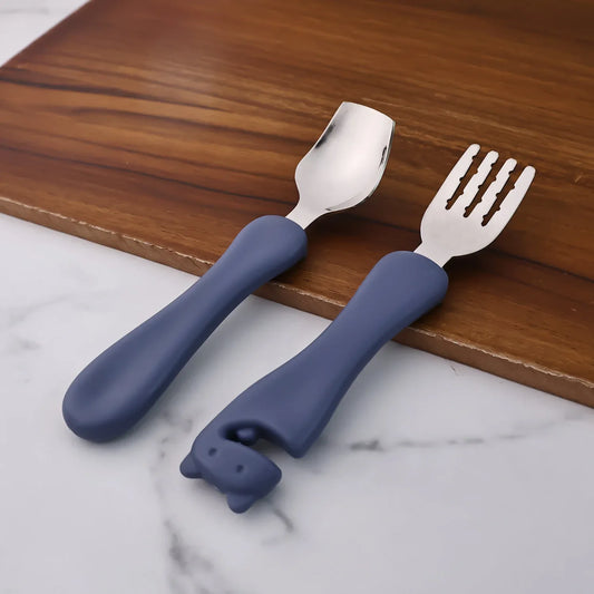 Supermom Foodie Stainless Steel Spoon Fork (2 Pc Set) - Zidbik
