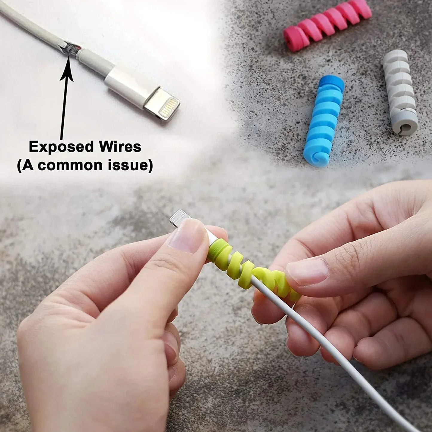 12722 Spiral Charger Cable Protector Data Cable Saver Charging Cords Protective For All Universal Earphone Cable Cover (Pack Of 10) - Zidbik