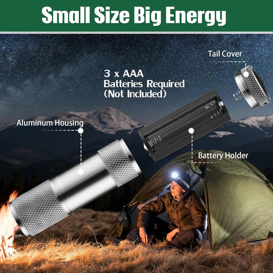 Portable Mini Torch Super-bright Mini 9 Led Bulb Pocket Torches - Torch Flashlight For Camping Hiking Diy Travelling Outdoors And More 3 Battery Operated (Battery Not Included 1 Pc Mix Color) - Zidbik