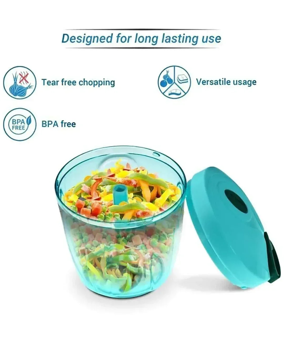 0065 Manual Stainless Steel Compact Extra Sharp Hand Held Vegetable Chopperslicer With 5 Blades