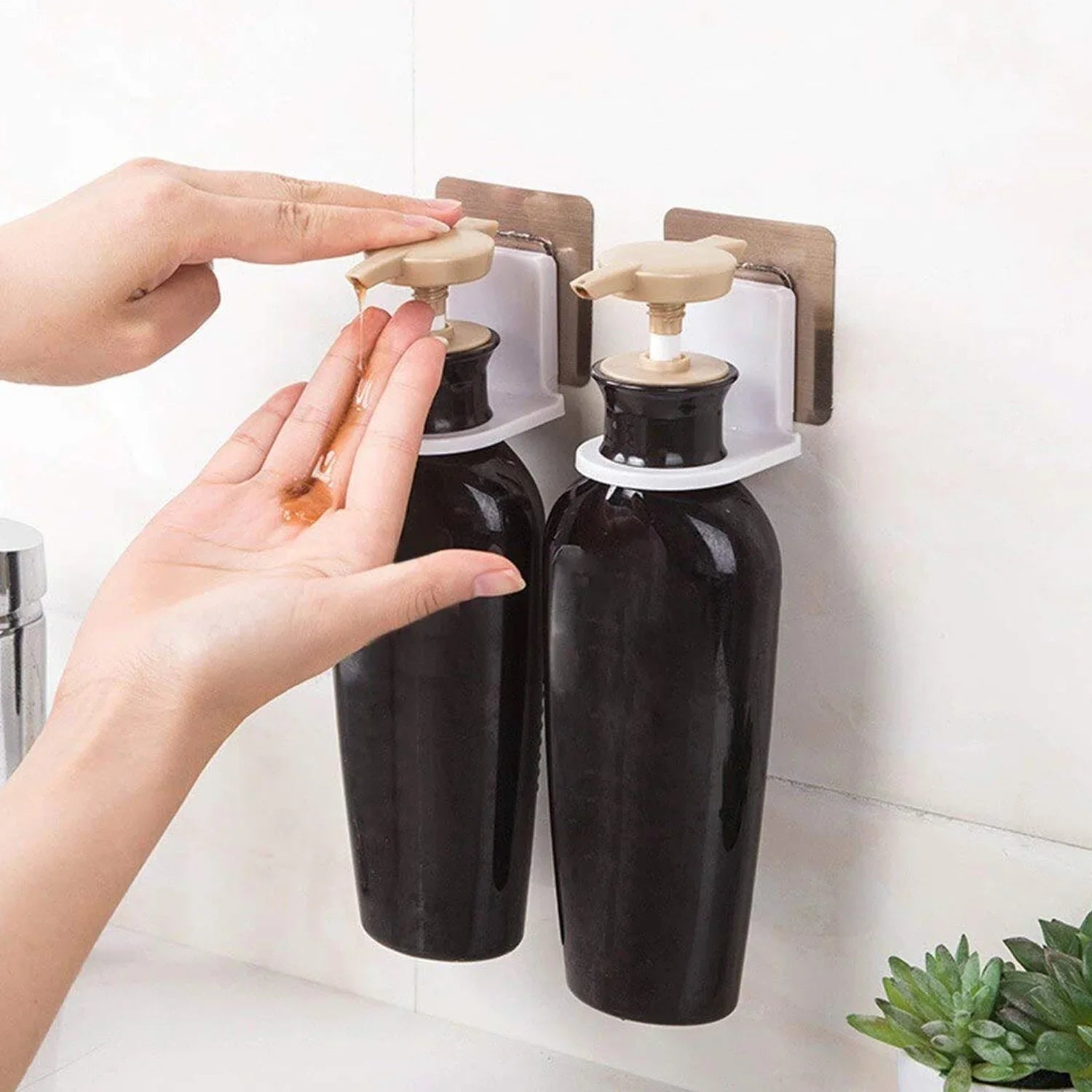1158 Wall Mounted Self Sticky Hooks For Body Wash Shampoo Bottle Wall Storage Strong Adhesive Hook Power Plug Socket Hanger Holder Multi Color (1pc) - Zidbik