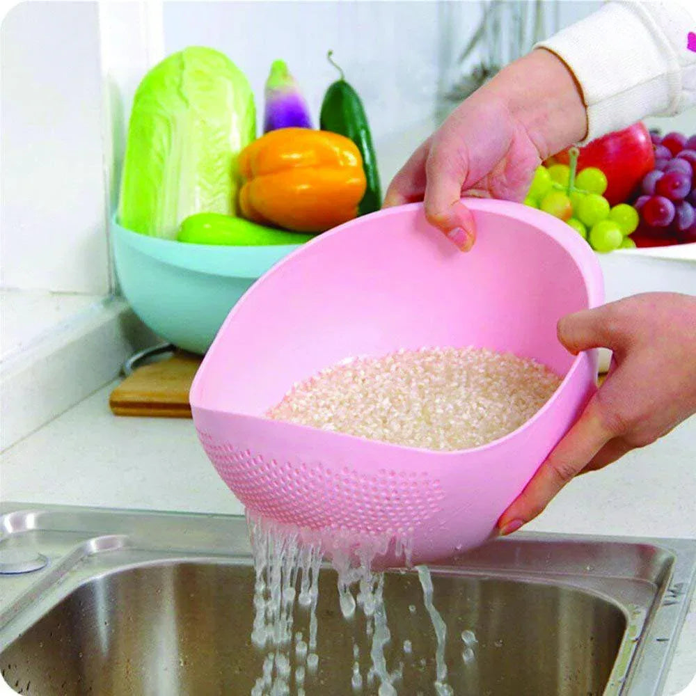 108 Kitchen Plastic Big Rice Bowl Strainer Perfect Size For Storing And Straining - Zidbik