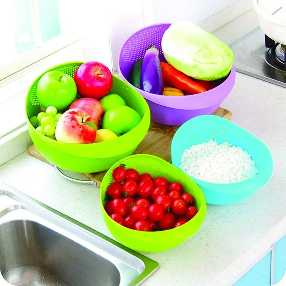 108 Kitchen Plastic Big Rice Bowl Strainer Perfect Size For Storing And Straining - Zidbik