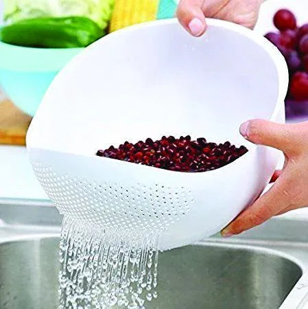 108 Kitchen Plastic Big Rice Bowl Strainer Perfect Size For Storing And Straining - Zidbik