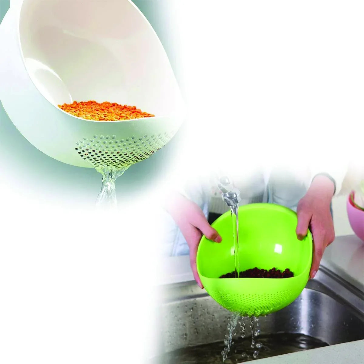108 Kitchen Plastic Big Rice Bowl Strainer Perfect Size For Storing And Straining - Zidbik