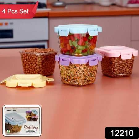 Plastic Food Storage Containers With Lid (4 Pcs Set  500 Ml) - Zidbik