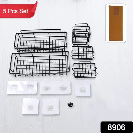 Metal Shower Basket Canddy For Bathroom Organiser (5 Pc Combo) - Zidbik
