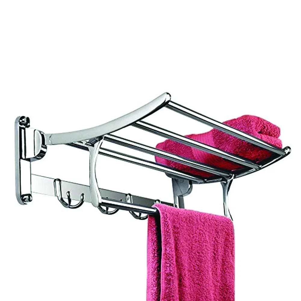 0491 Stainless Steel Folding Towel Rack Cum Towel Bar 18 Inch - Zidbik