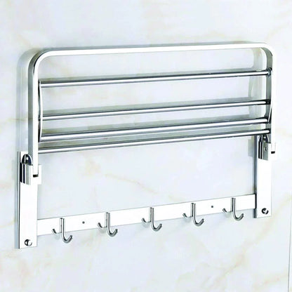 0491 Stainless Steel Folding Towel Rack Cum Towel Bar 18 Inch - Zidbik