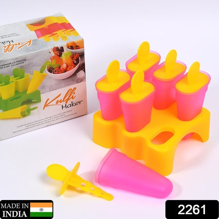 2261 Kulfi Maker Moulds Set Plastic Homemade Kulfi Mould 6pcs Set For Freezer Use - Zidbik