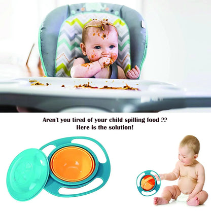0617 Portable Non Spill Feeding Toddler Gyro Bowl 360 Degree Rotating Dish - Zidbik