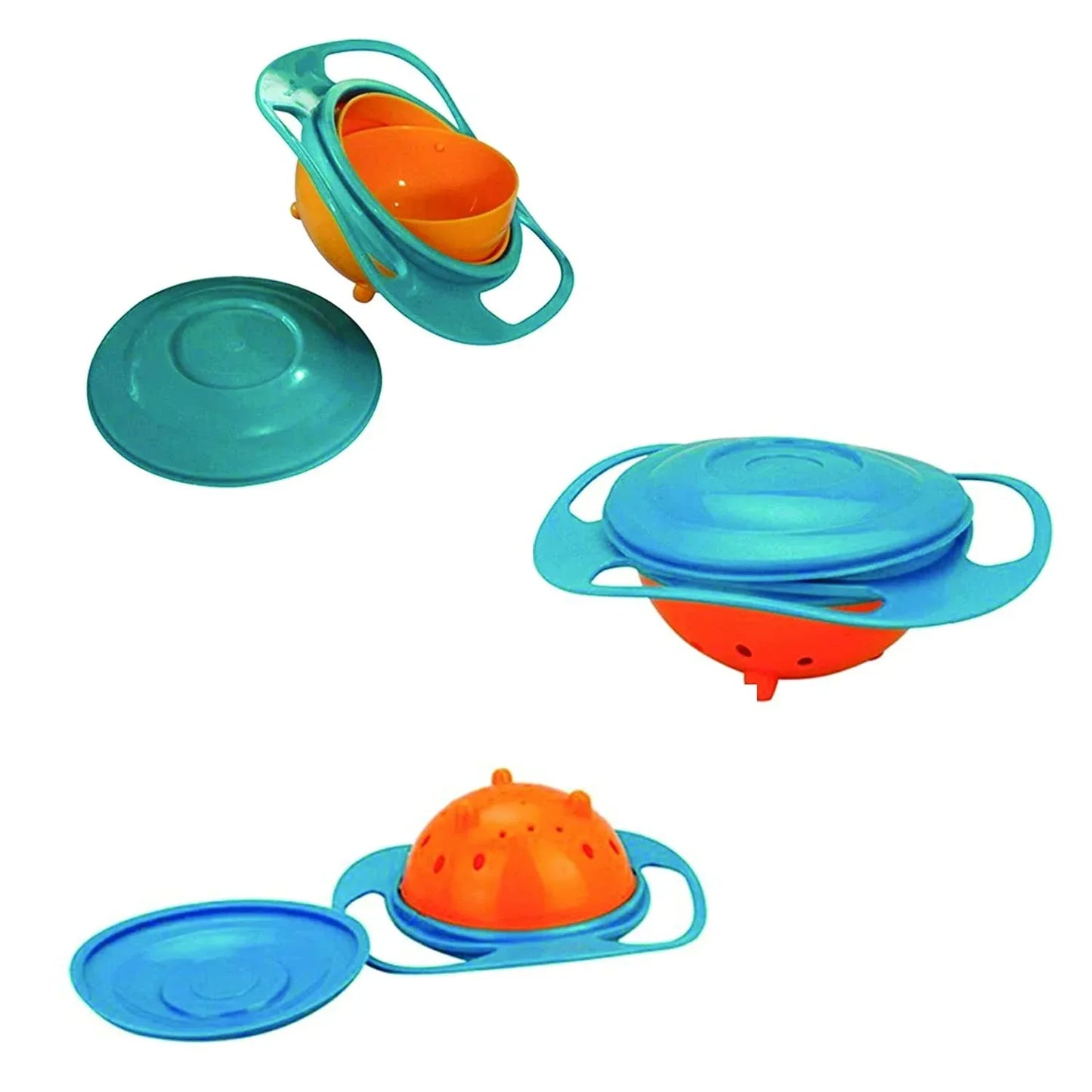0617 Portable Non Spill Feeding Toddler Gyro Bowl 360 Degree Rotating Dish - Zidbik