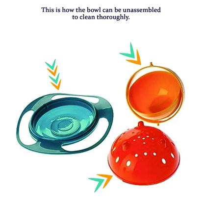 0617 Portable Non Spill Feeding Toddler Gyro Bowl 360 Degree Rotating Dish - Zidbik