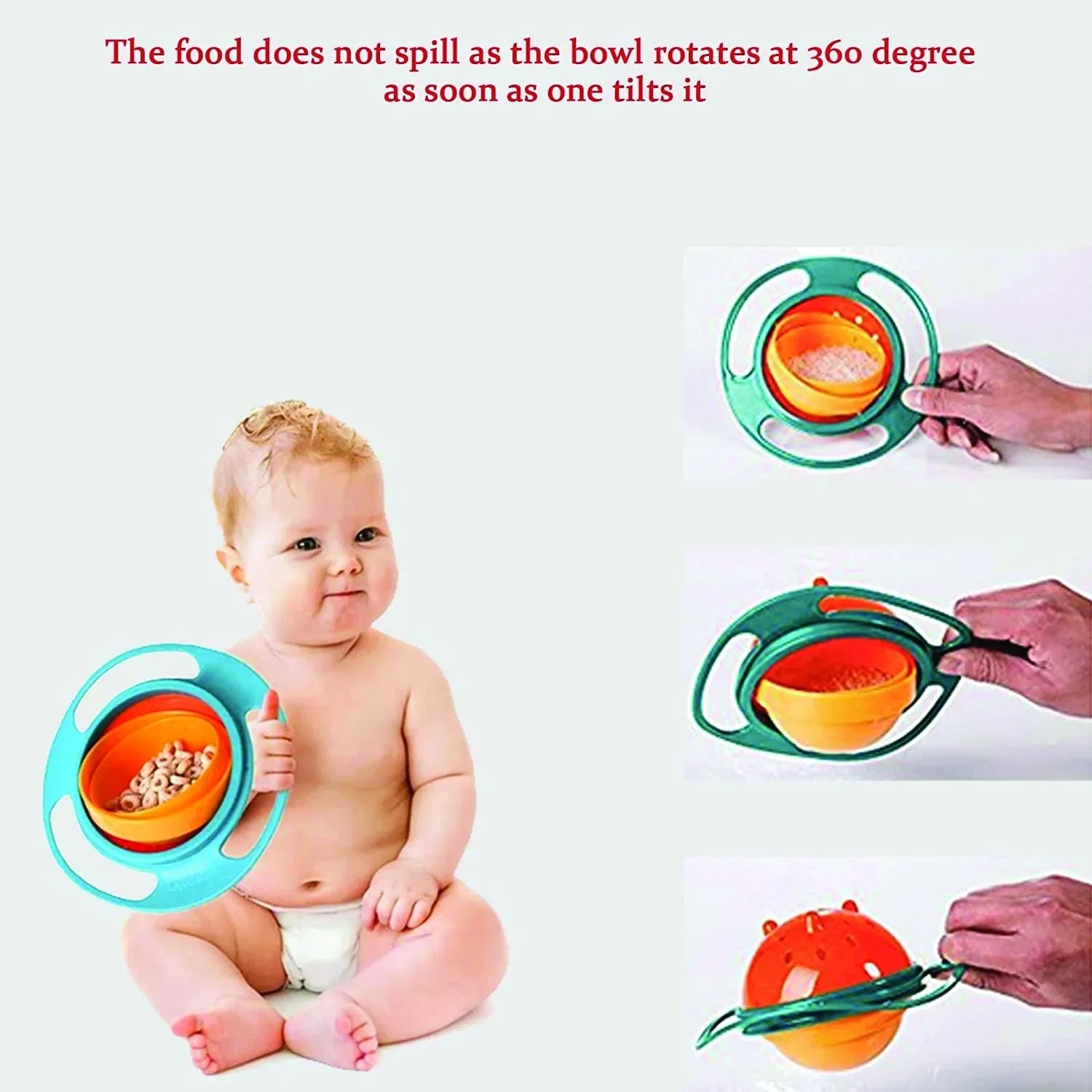 0617 Portable Non Spill Feeding Toddler Gyro Bowl 360 Degree Rotating Dish - Zidbik