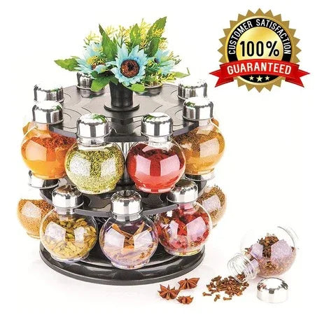 069 Multipurpose Revolving Plastic Spice Rack Set (16pcs) - Zidbik