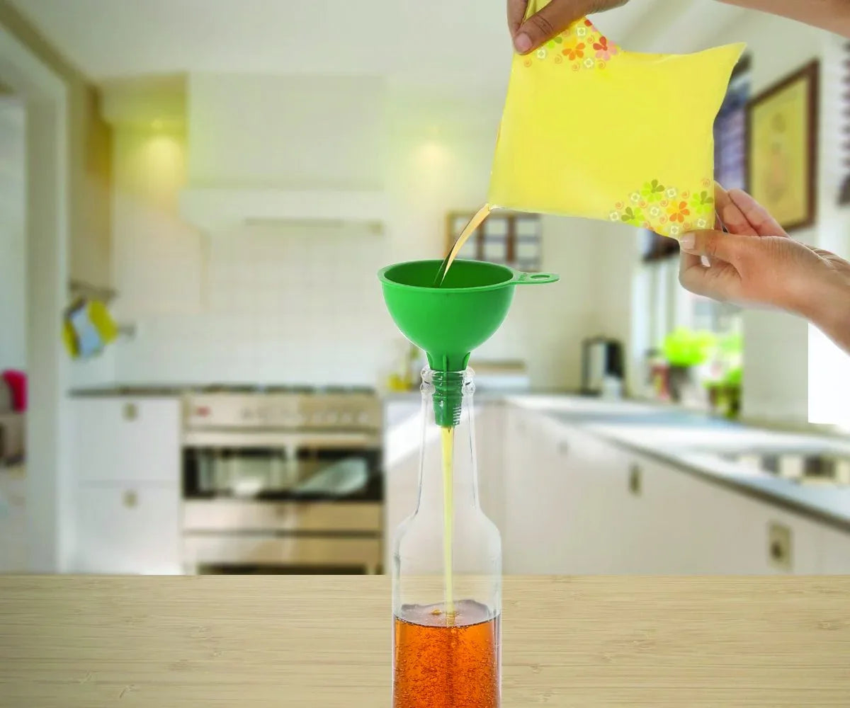 0722 Silicone Funnel For Pouring Oil Sauce Water Juice And Small Food-grains - Zidbik
