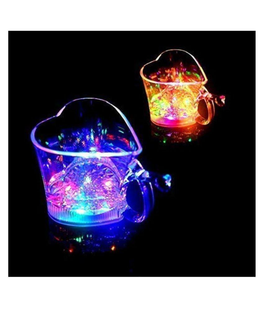 759 Heart Shape Activated Blinking Led Glass Cup - Zidbik