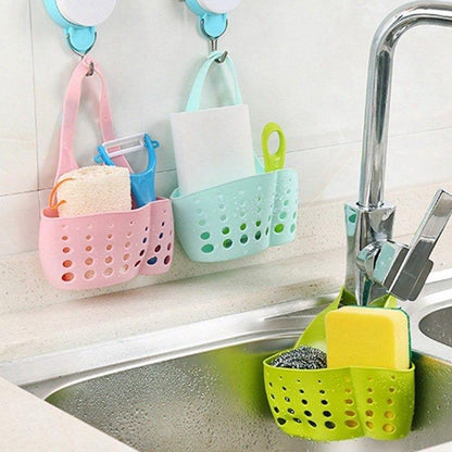 762 Adjustable Kitchen Bathroom Water Drainage Plastic Basketbag With Faucet Sink Caddy - Zidbik