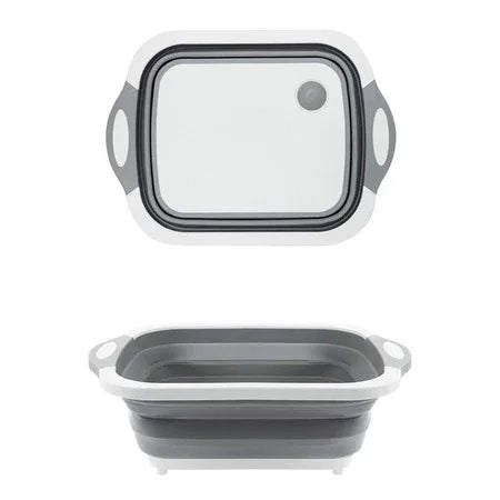 098 Foldable Chopping Board Dish Rack Washing Bowl Draining Basket 3in1 Multi-function - Zidbik
