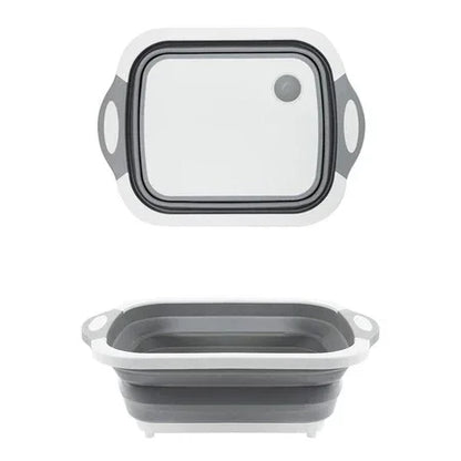 098 Foldable Chopping Board Dish Rack Washing Bowl Draining Basket 3in1 Multi-function - Zidbik