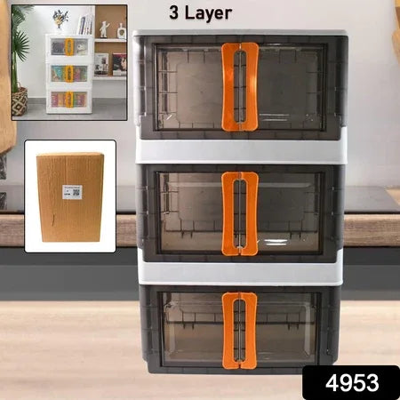 Plastic Folding Wardrobe Storage Organizer (3 Layer 1 Pc) - Zidbik