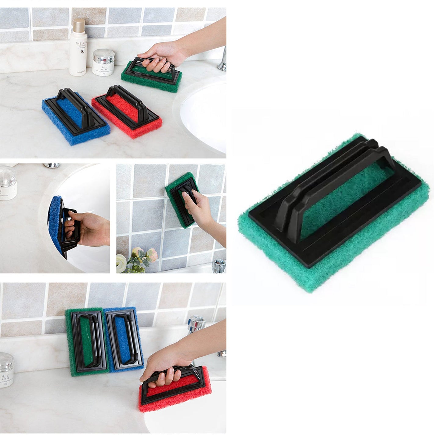 0222 Handle Scrubber Brush Widely Used By All Types Of Peoples For Washing Utensils And Stuffs In All Kinds Of Bathroom And Kitchen Places Etc. - Zidbik