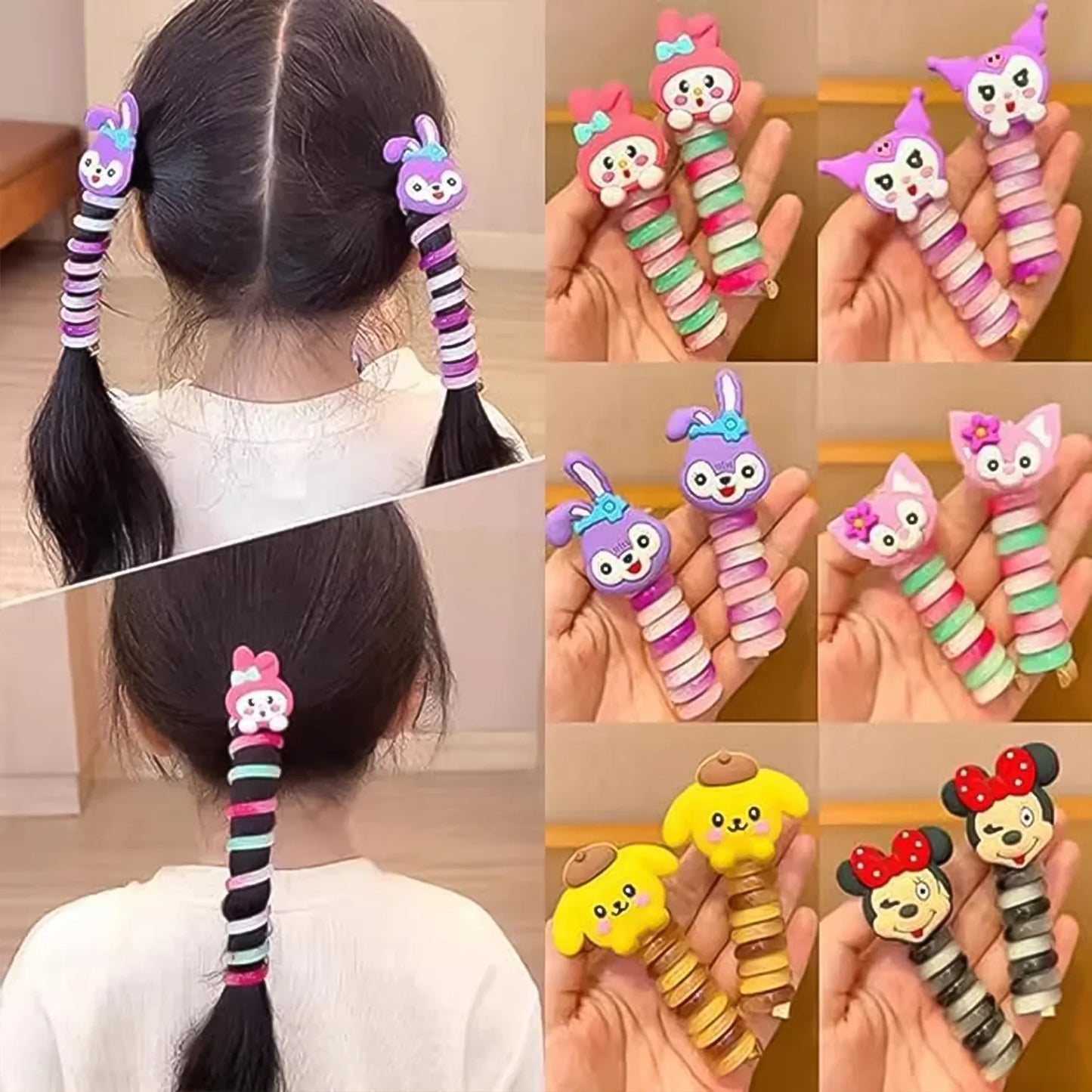 Colourful Telephone Wire Hairbands (1 Pc Mix Design) - Zidbik
