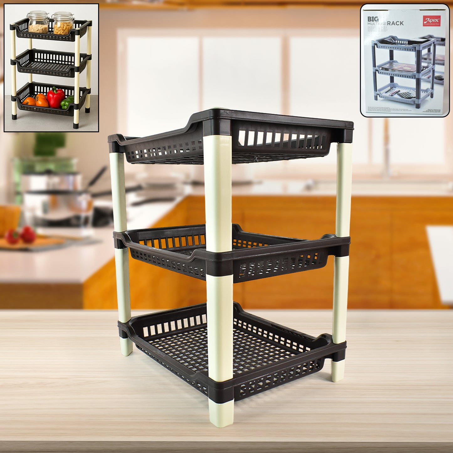 Apex Big Multi Use Plastic Storage Rack  3-tier (1 Pc) - Zidbik
