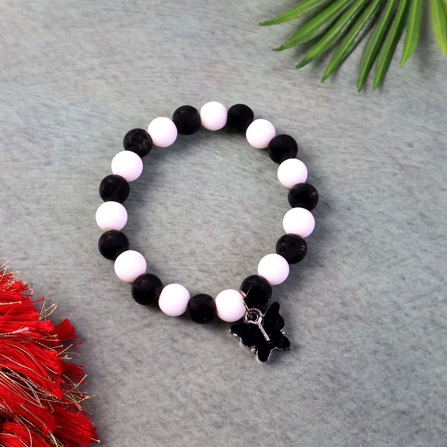 Elegant Black And White Fancy Bracelet (1 Pc) - Zidbik
