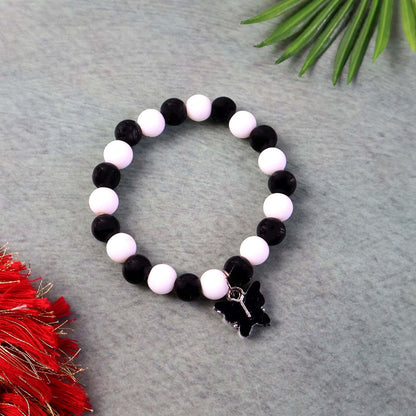 Elegant Black And White Fancy Bracelet (1 Pc) - Zidbik