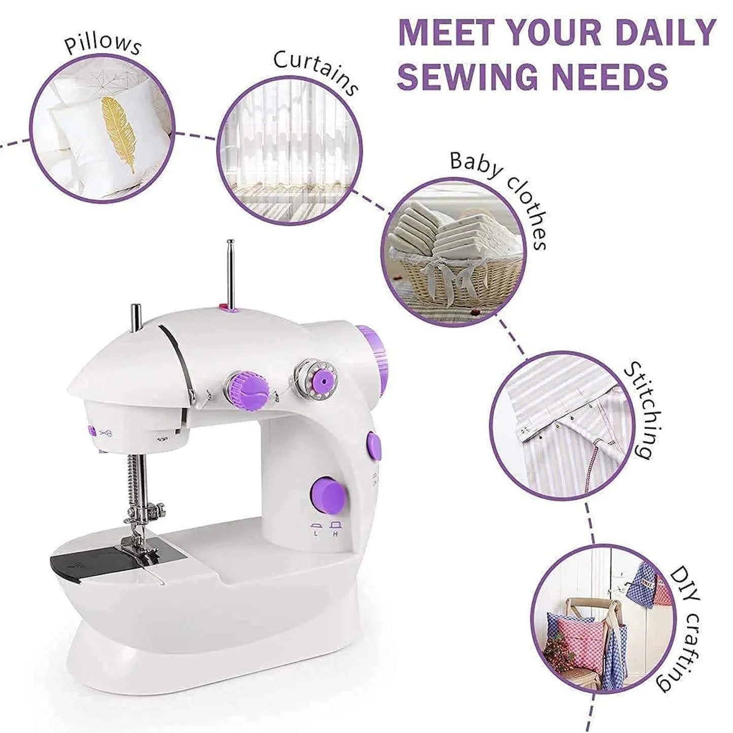 12917 Home Tailoring Sewing Machine With Extension Table Set Foot Pedal Adapter Mini Electric Silai Machine Portable Stitching Machinetailoring Machine - Zidbik