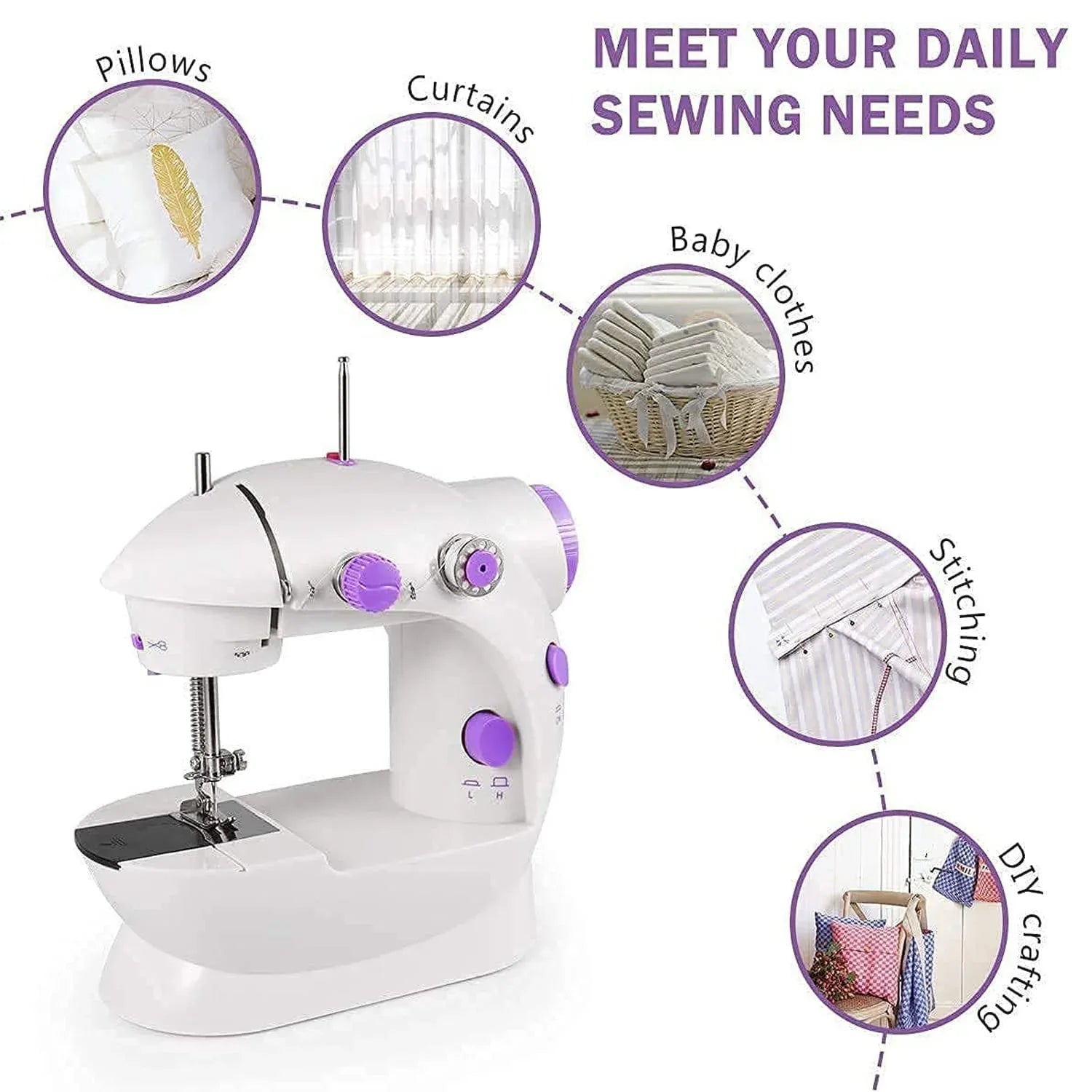 12917 Home Tailoring Sewing Machine With Extension Table Set Foot Pedal Adapter Mini Electric Silai Machine Portable Stitching Machinetailoring Machine - Zidbik