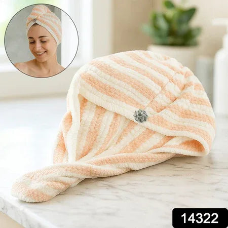 Soft Microfiber Hair Drying Towel Wrap With Cute Teddy Bear Button (1 Pc) - Zidbik