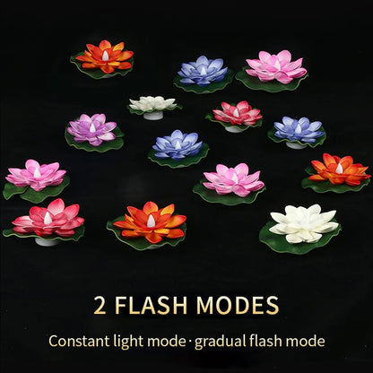 6556 Water Floating Smokeless Candles Lotus Flowers Sensor Led Tealight For Outdoor And Indoor Decoration - Pack Of 6 Candle Candle (Pack Of 6) - Zidbik
