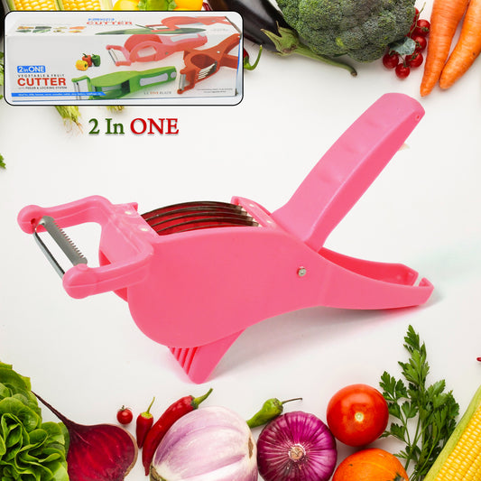 Plastic 2 In 1 Vegetable  Fruit Multi Cutter 5 Blade Vegetable Cutter With Peeler (1 Pc  Multicolor) - Zidbik