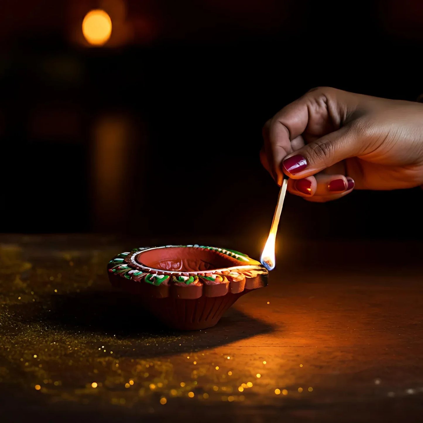 Decorative Hand Painted Clay Puja Diya For Diwali Handmade Diya (6 Pcs Set) - Zidbik