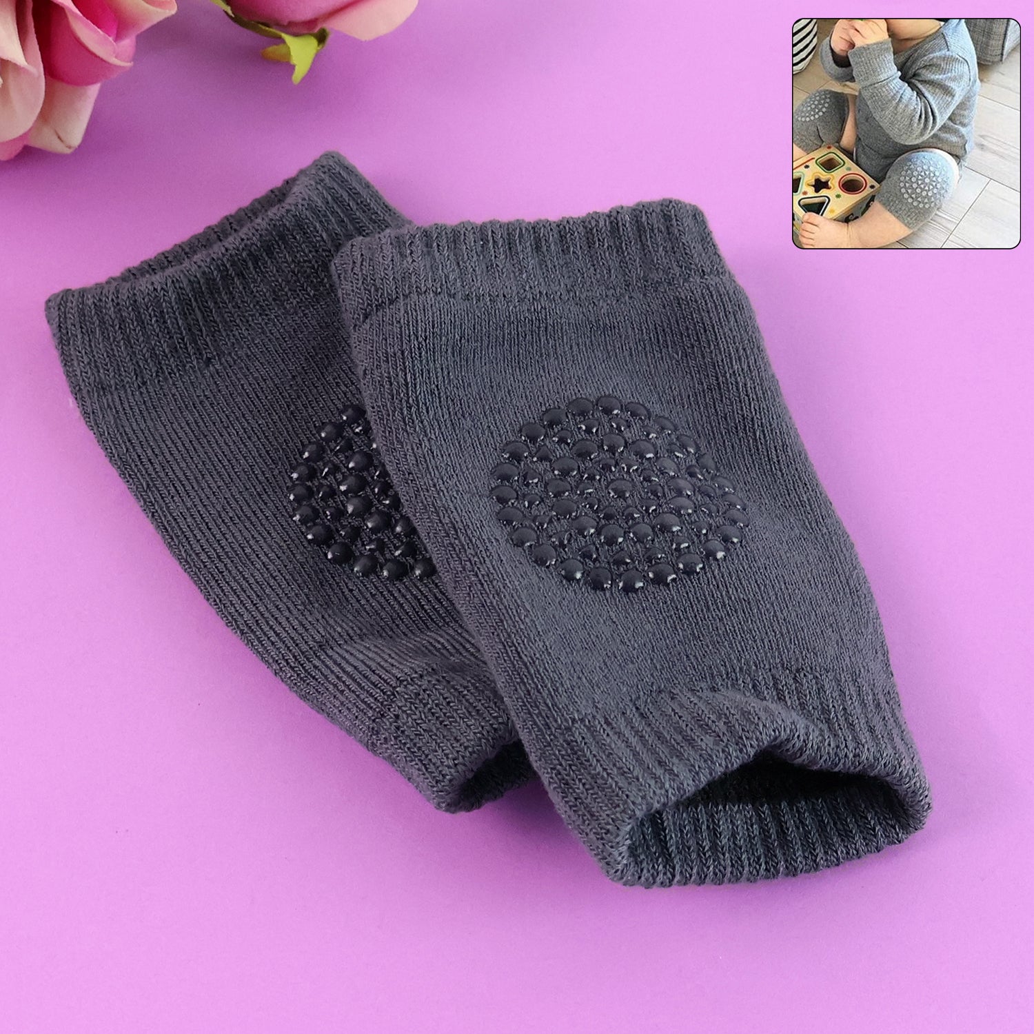 Dark Grey Toddler Wool Knit Leg Warmer (Knee Guard) - Zidbik