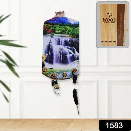 1583 Decorative Wooden Vertical Scenery With Hooks For Wall Hanging - Zidbik
