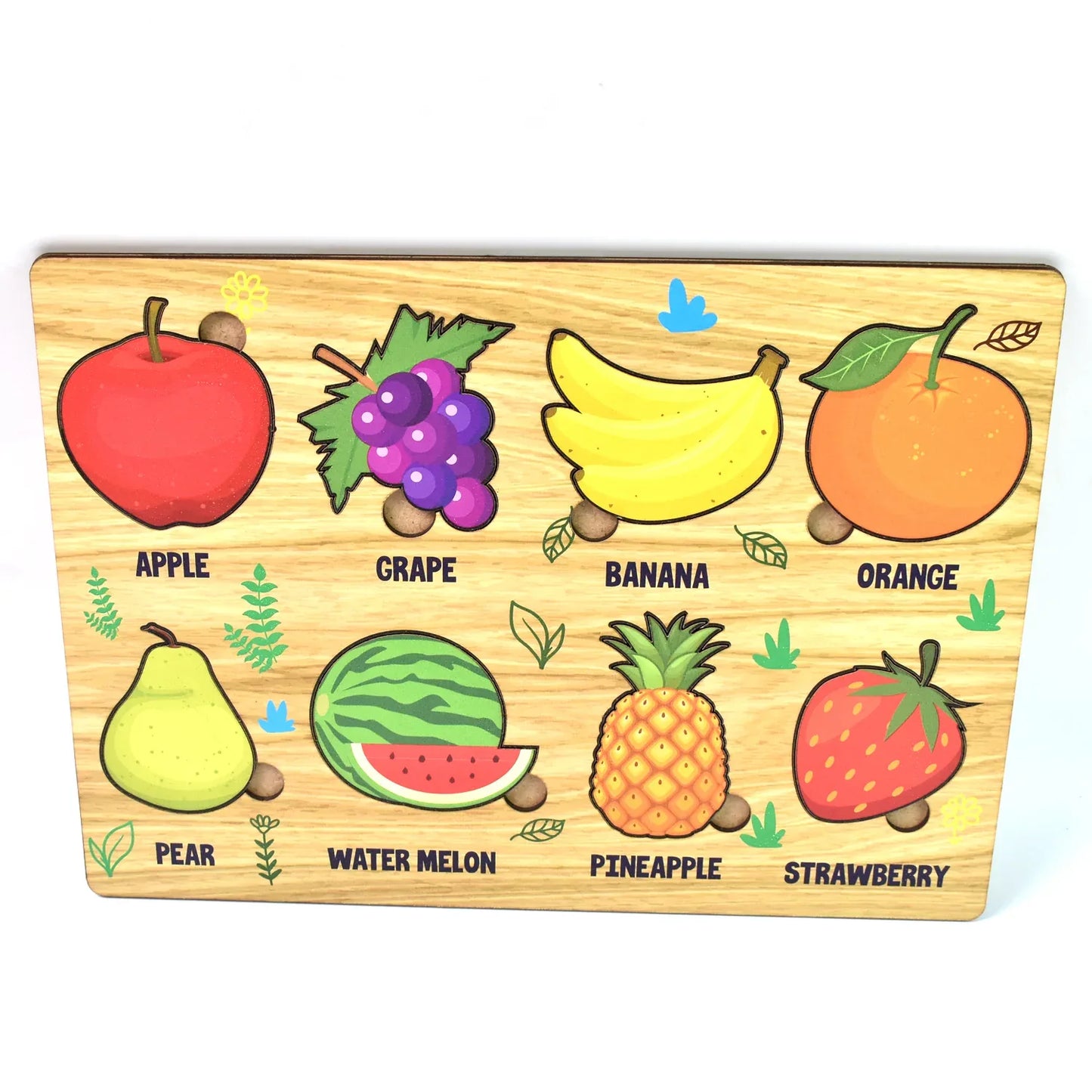 Wooden Fruits Puzzle Learning Educational Board (1 Set 2820 Cm) - Zidbik