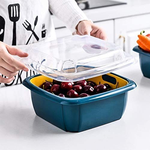 2355 Double Layer Food Drainer Washing Basket With Collapsible Strainers Colander - Zidbik