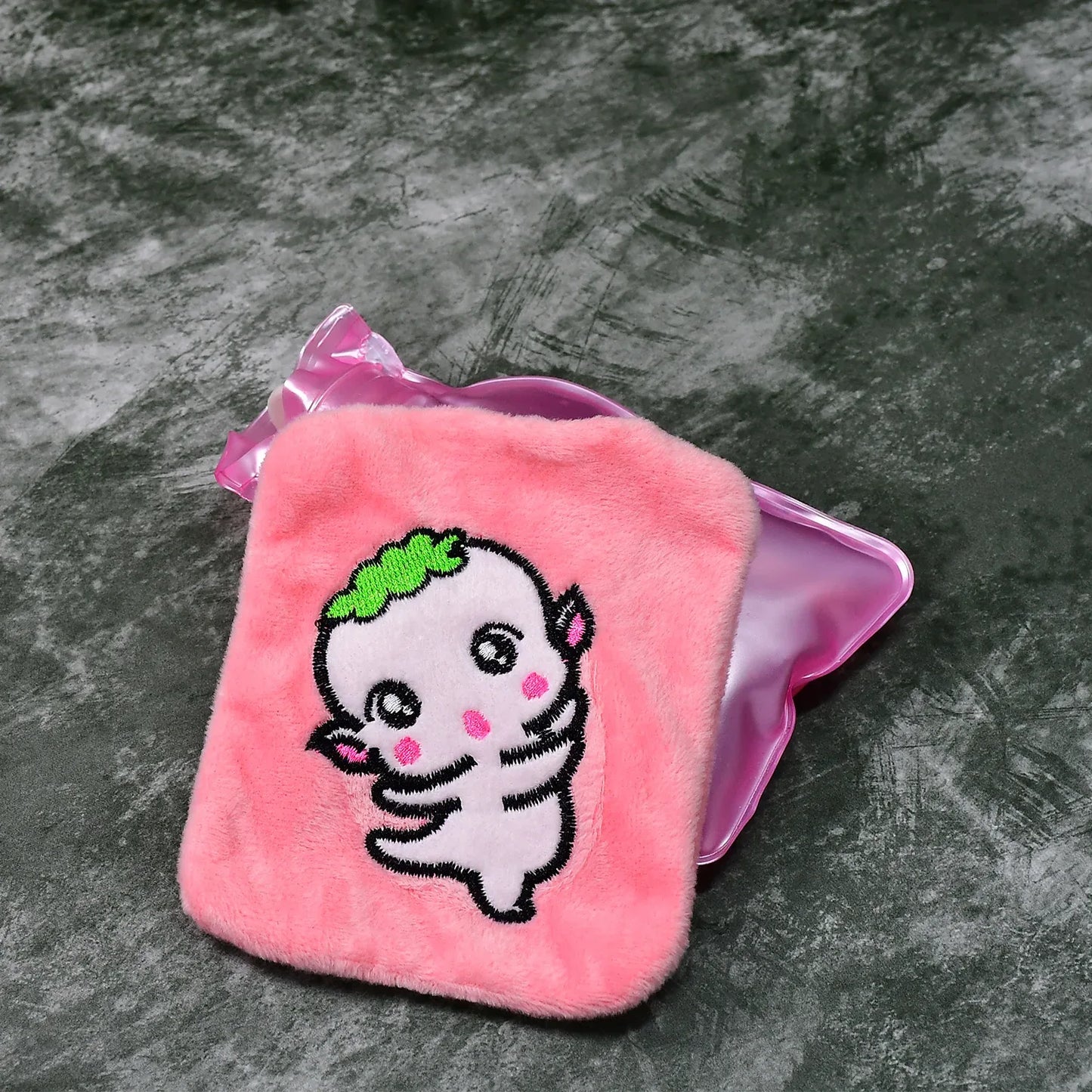 6532 Pink Cartoon Small Hot Water Bag With Cover For Pain Relief Neck Shoulder Pain And Hand Feet Warmer Menstrual Cramps. - Zidbik