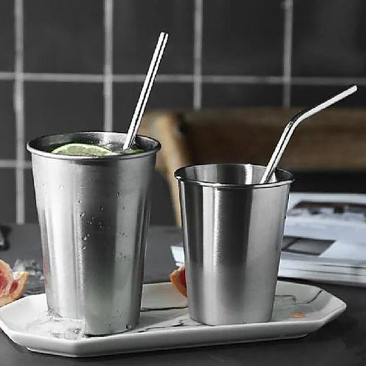Reusable Stainless Steel Straws Set of 4 with Travel Case, Cleaning Brush - Eco-Friendly Extra Long Metal Straws - Zidbik