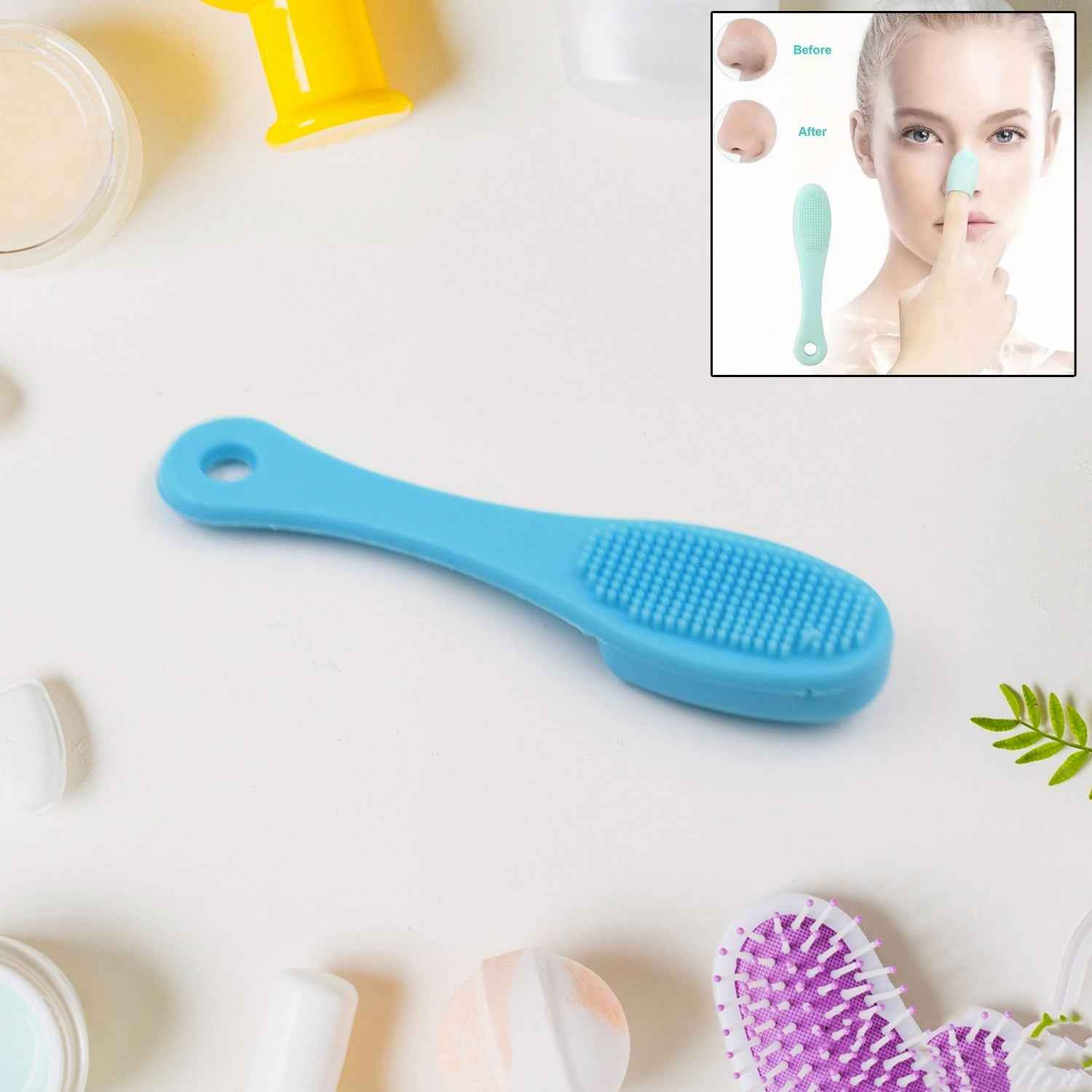 Silicone Makeup Cleaning Tool Finger Wash Face Scrubber Facial Cleansing Brush (1 Pc  Mix Color) - Zidbik