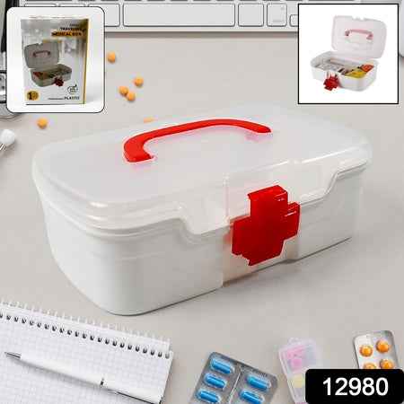 3 Compartment Medical Box with Detachable Tray for Indoor & Outdoor Use - Multi-Purpose Medicine Storage Solution - Zidbik
