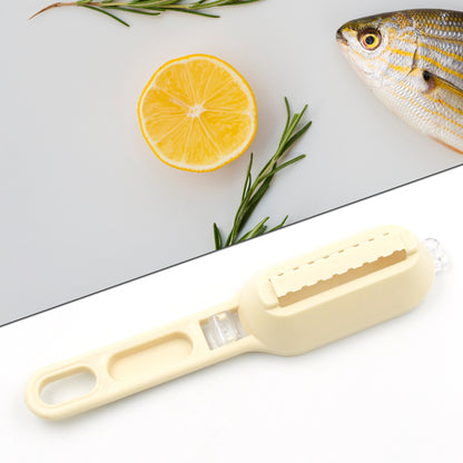 0112 Plastic Fish Scales Graters Scraper Fish Skin Brush Fish Cleaning Tool Scraping Scales Device With Cover Home Kitchen Cooking Tools 1 Pieces - Zidbik