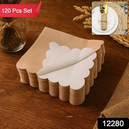 Disposable Scalloped Edge Tissue Napkins Set (120 Pc) - Zidbik