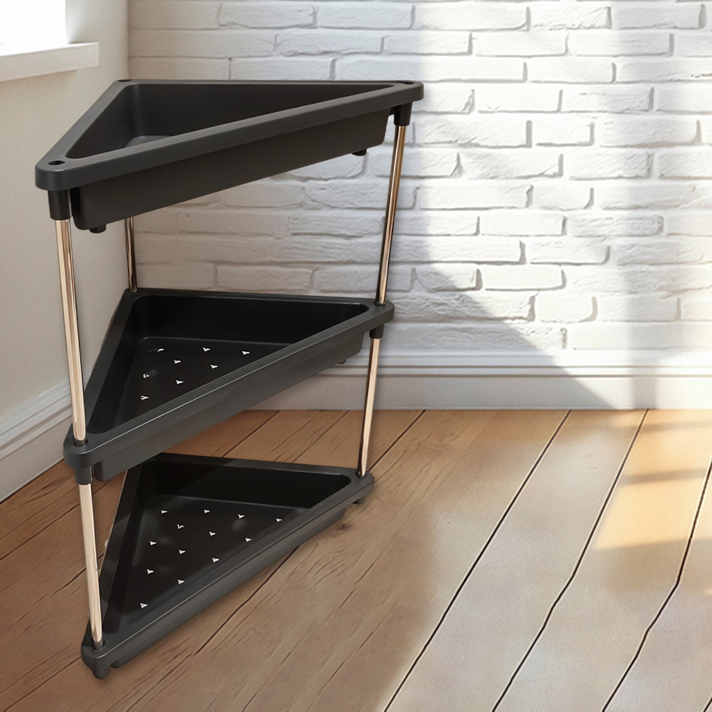 3-layer Multipurpose Plastic Corner Storage Rack - Zidbik