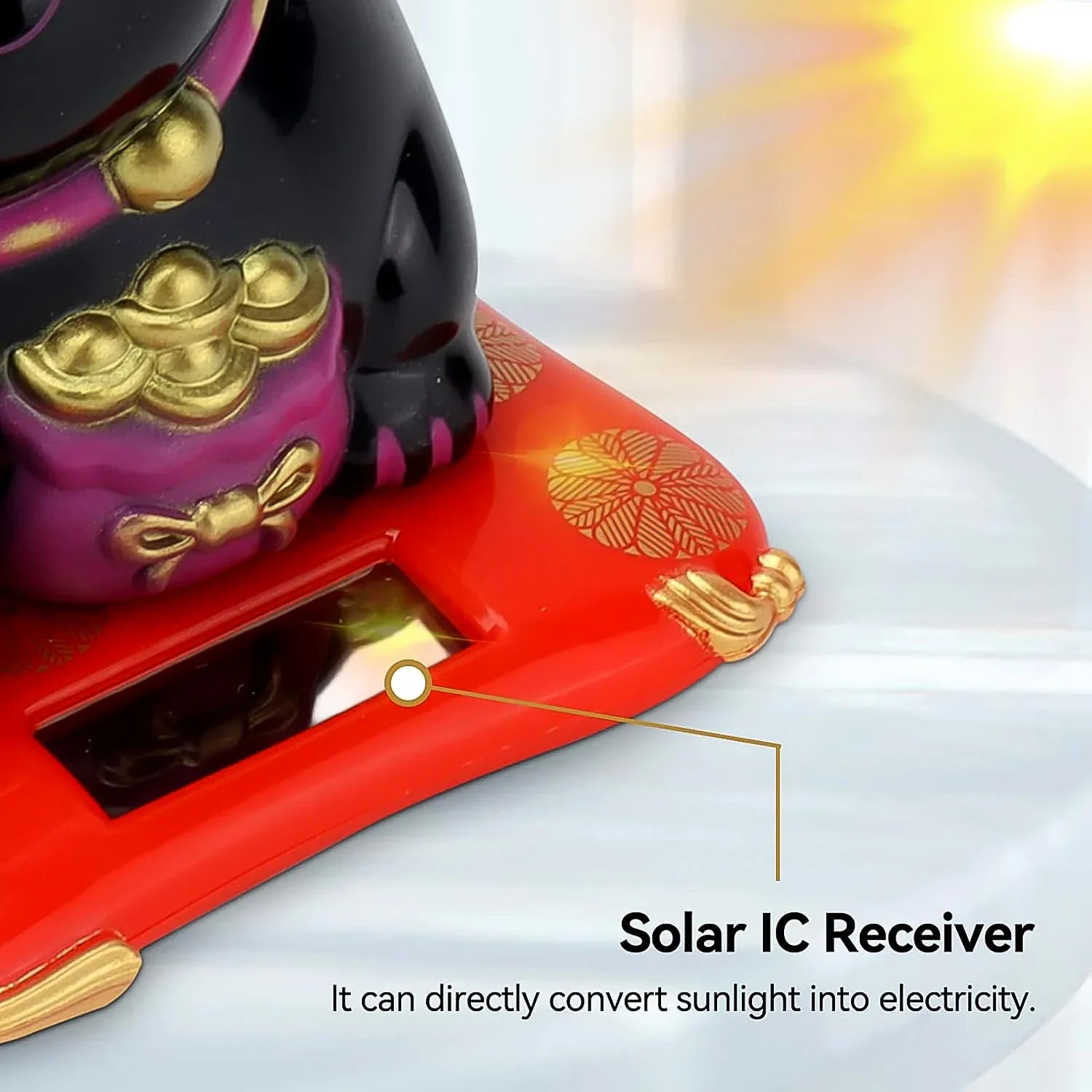 Solar Powered Happy Cat Beautiful With Arm Waves Wealth Cat (1 Pc Mix Color) - Zidbik