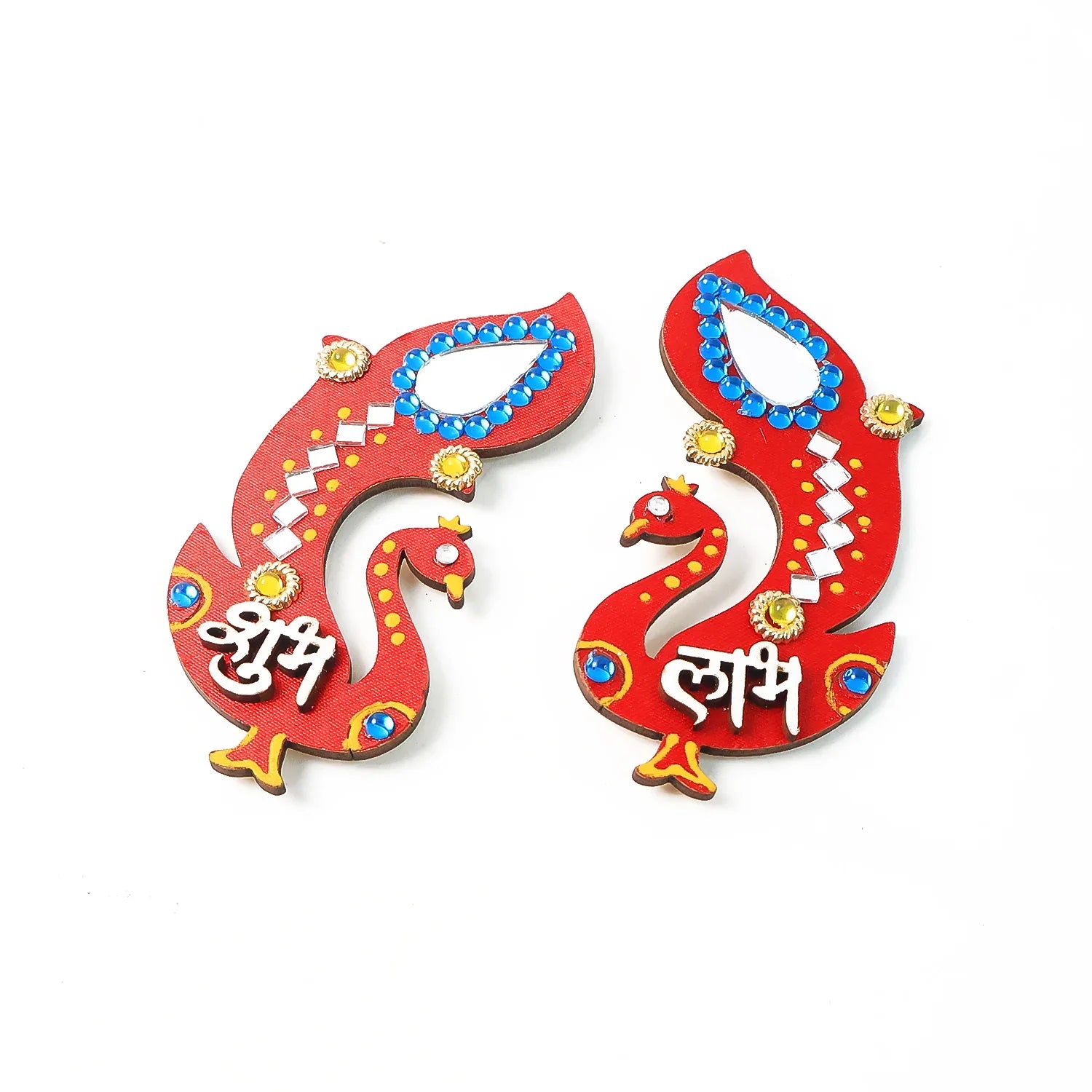 Decorative Wooden Shubh Labh Wall Hanging (2 Pc) - Zidbik